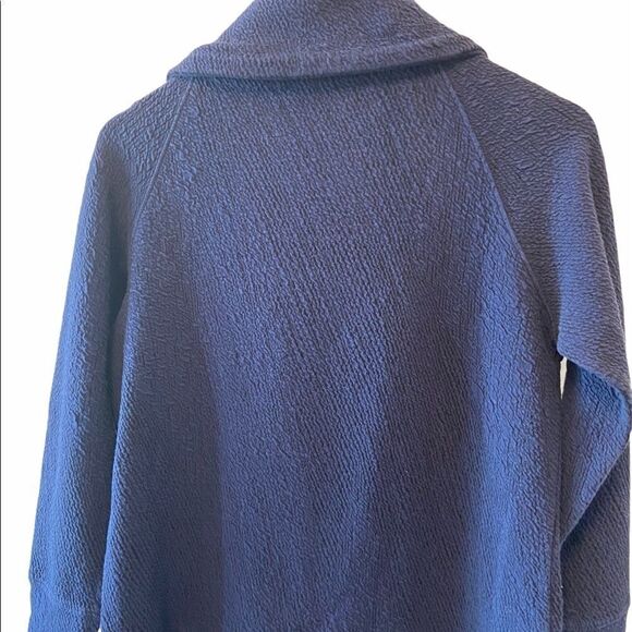 Blue Cowl Neck Waffle Pullover Sweat Shirt M - Picture 5 of 6